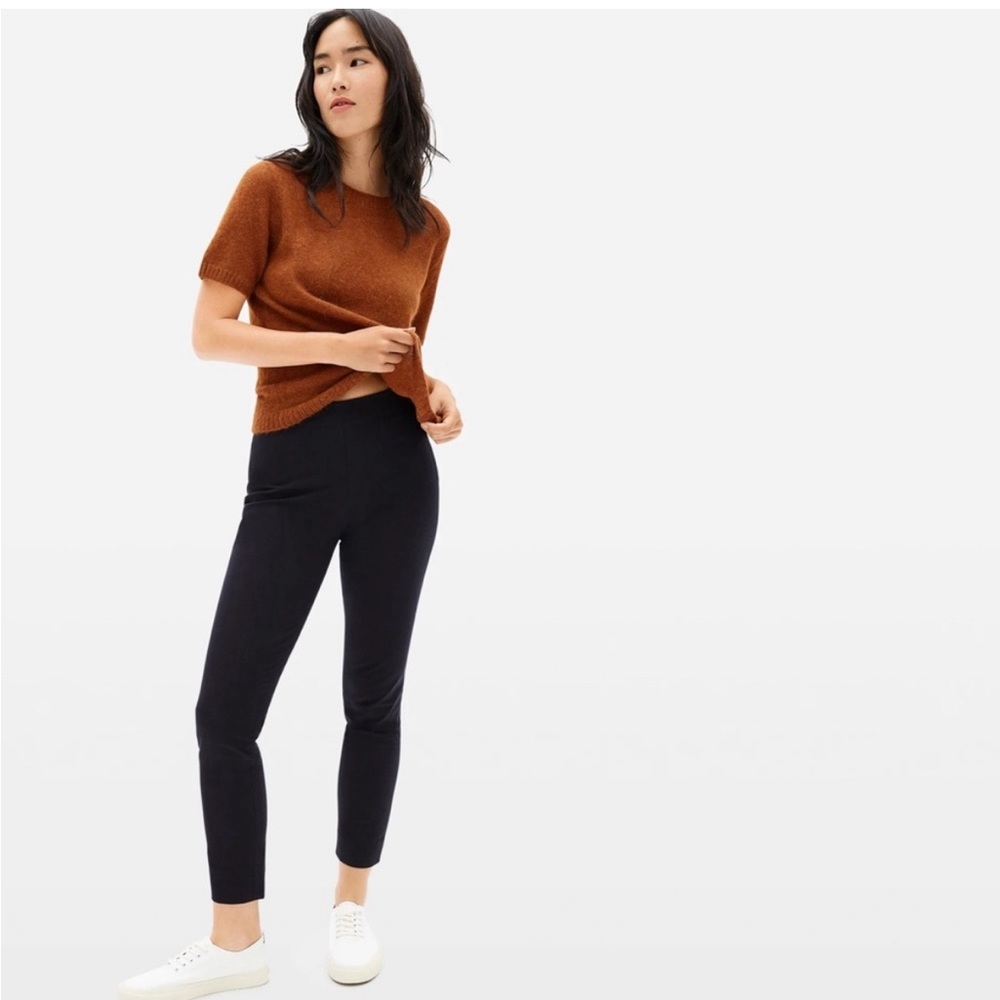 Everlane The Side Zip Cropped Pants Size 8 Black Fitted High Rise Stretch Cotton